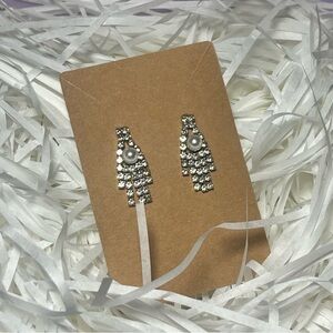 Silver and Pearl Rhinestone Earrings